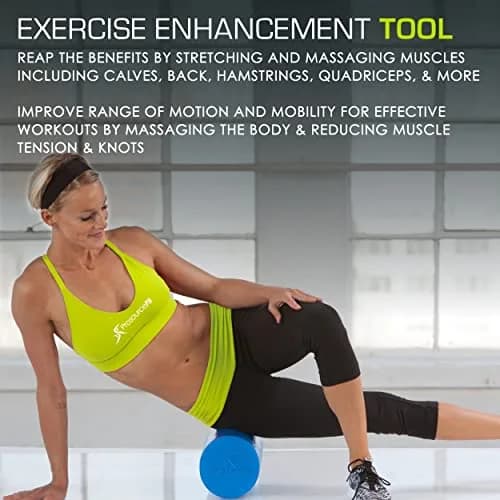 ProsourceFit Flex Foam Roller for Muscle Massage & Balance Exercises, 30.48cm x 15.24cm (12"x6") Blue | Firm EPE Foam for Core Strength & Recovery thumbnail 5