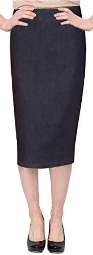 BABY O Women's Below The Knee Stretch Denim Pencil Skirt 0 Blue | Comfortable, Versatile Fit thumbnail 3