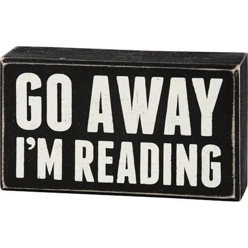 Primitives by Kathy I'm Reading Box Sign 7" x 4" | Rustic Wood Wall Decor thumbnail 1