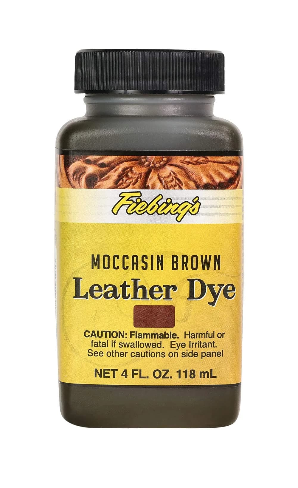 Fiebing's Moccasin Brown Leather Dye 118ml (4 fl oz) - Alcohol-Based Penetrating Dye for Leather & Wood - main product image