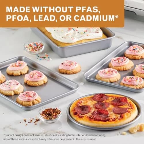 Farberware Gray Bakeware Steel Nonstick Toaster Oven Pan Set 4-Piece Baking Set 18cm (7.1in) x 18cm (7.1in) | Durable & Warp-Resistant thumbnail 5
