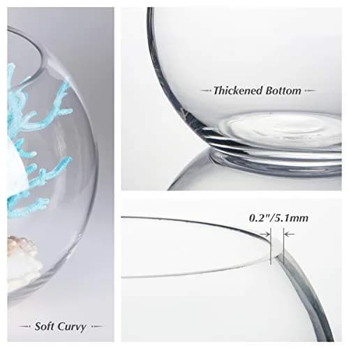 WGVI WGV Bowl Glass Vase Diameter 6" | Clear Bubble Planter for Home Decor thumbnail 3