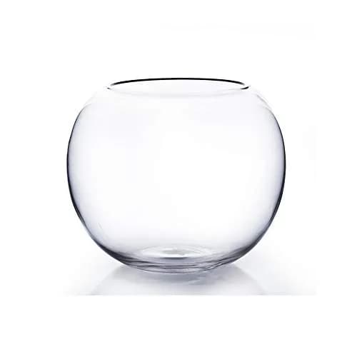 WGVI Clear Bubble Glass Vase 25cm (10") Diameter, 20cm (8") Height | Hand-Blown Decorative Accent Piece thumbnail 1