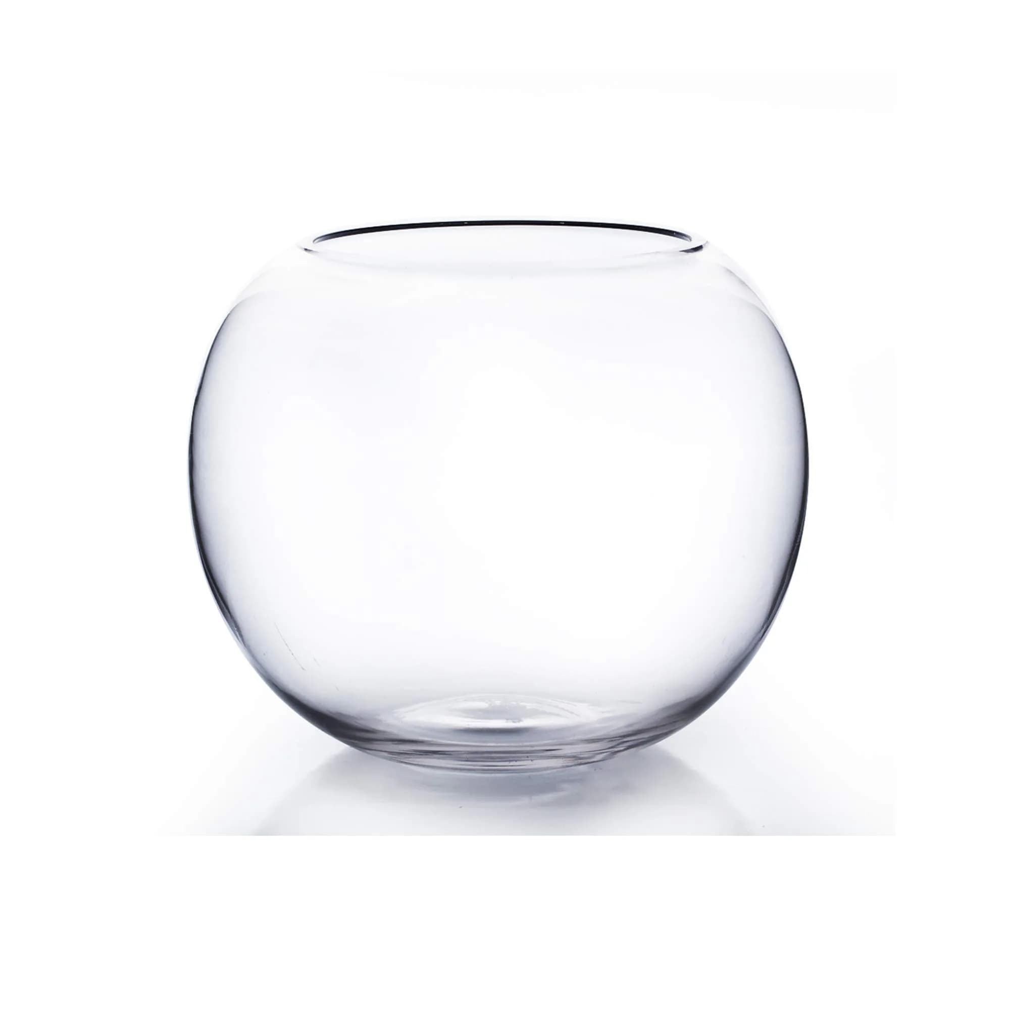 WGVI Clear Bubble Glass Vase 25cm (10") Diameter, 20cm (8") Height | Hand-Blown Decorative Accent Piece