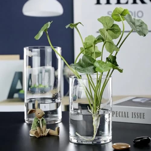 WGVI Thick Clear Cylinder Glass Vase 3" W x 5" H | Elegant Floral Container & Wedding Centerpiece thumbnail 6