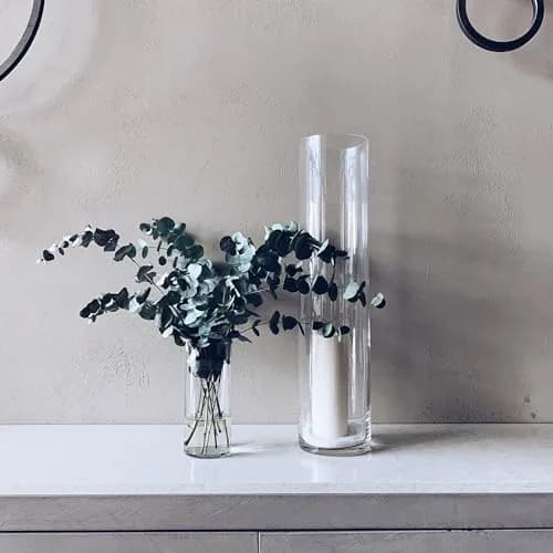 WGVI Thick Clear Cylinder Glass Vase 3" W x 8" H | Elegant Floral Display for Weddings & Home thumbnail 5