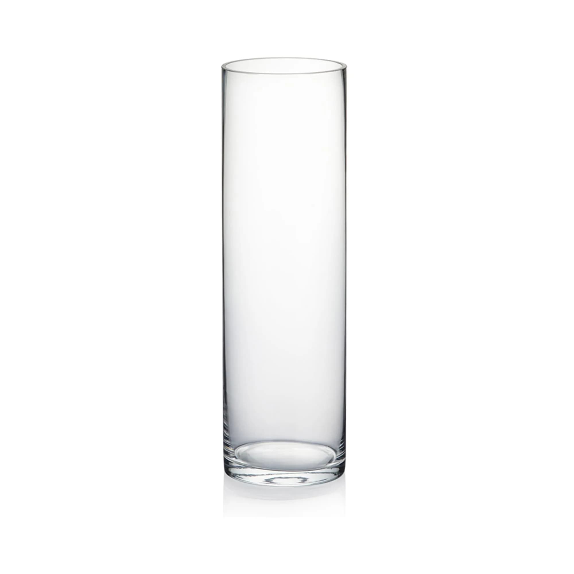 WGVI Thick Weighted Clear Cylinder Glass Vase 3" W x 10" H | Handcrafted, Durable, Elegant
