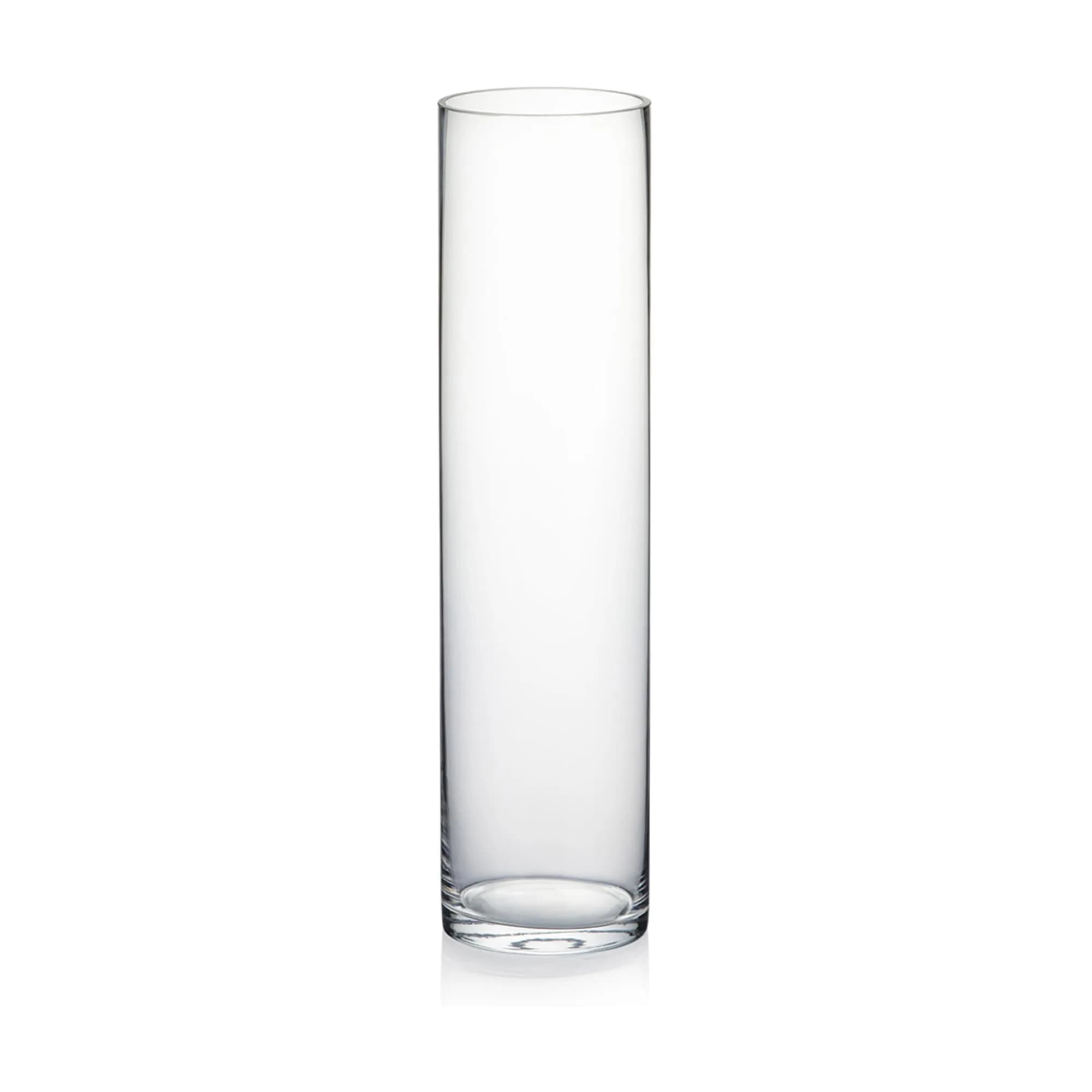 WGVI Thick Weighted Clear Cylinder Glass Vase 3" W x 12" H | Elegant Floral Display