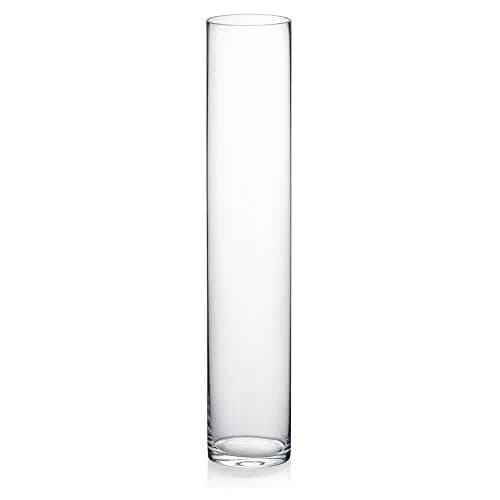 WGVI Thick Weighted Clear Cylinder Glass Vase 3" W x 16" H | Elegant Floral Display (110 characters) thumbnail 1