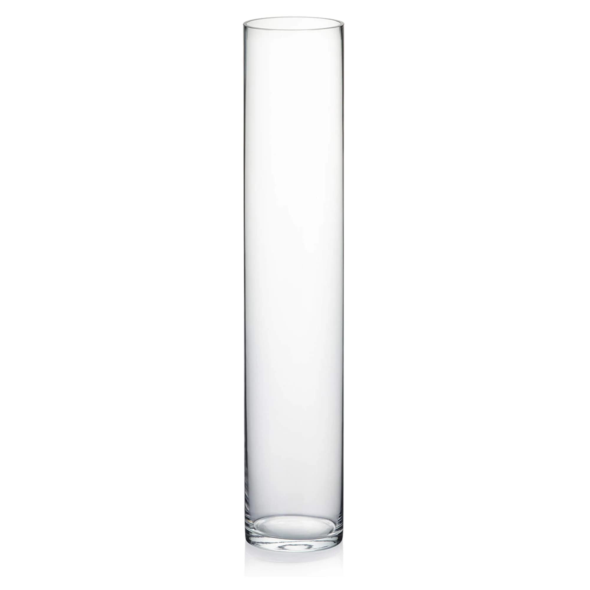 WGVI Thick Weighted Clear Cylinder Glass Vase 3" W x 16" H | Elegant Floral Display (110 characters)
