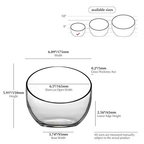 WGVI Clear Slant Cut Bowl Glass Vase, Glass Terrarium, Candy Dish, 7" Width, 6" Height | Handcrafted Minimalist Decor thumbnail 3