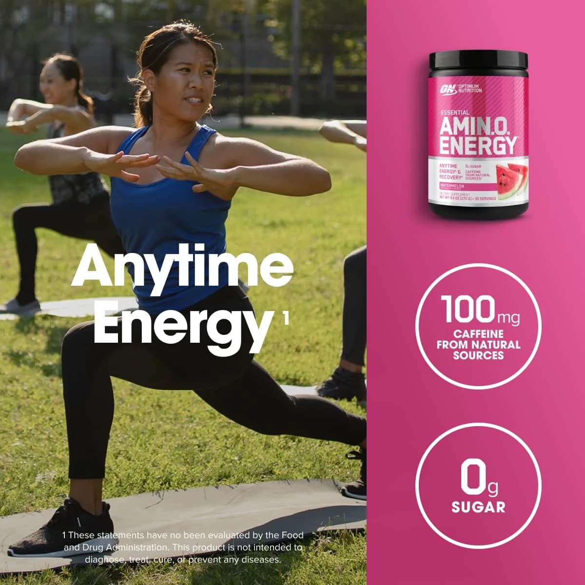 Optimum Nutrition Essential AmiN.O. Energy Powder, Watermelon Flavor - 9.5 oz | Supports Recovery & Energy - view 4