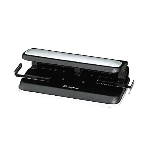 Swingline Heavy-Duty 3-Hole Punch, Adjustable, 9/32-Inch Holes, 32 Sheets Cap, Black | Durable Metal Construction with Patented Centamatic Centering thumbnail 8