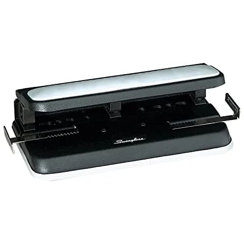 Swingline Heavy-Duty 3-Hole Punch, Adjustable, 9/32-Inch Holes, 32 Sheets Cap, Black | Durable Metal Construction with Patented Centamatic Centering thumbnail 2