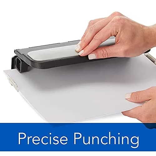 Swingline Heavy-Duty 3-Hole Punch, Adjustable, 9/32-Inch Holes, 32 Sheets Cap, Black | Durable Metal Construction with Patented Centamatic Centering thumbnail 4