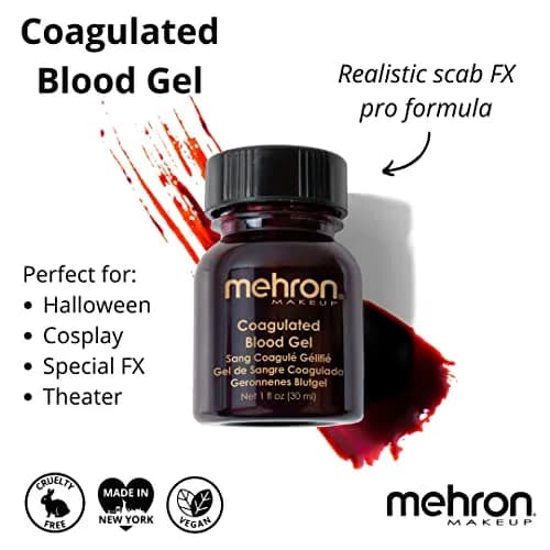 Mehron Makeup Coagulated Blood Gel 30ml (1 Fl Oz) | Realistic Fake Scab Blood for SFX thumbnail 3