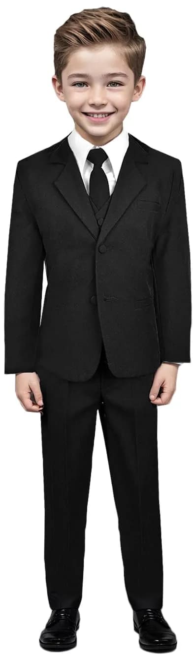 Black n Bianco Boys Suit with Tie for Toddlers and Infants (12-18 Months, Black) | Formal Toddler Suit
