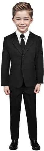 Black n Bianco Boys Suit with Tie for Toddlers and Infants (12-18 Months, Black) | Formal Toddler Suit thumbnail 1