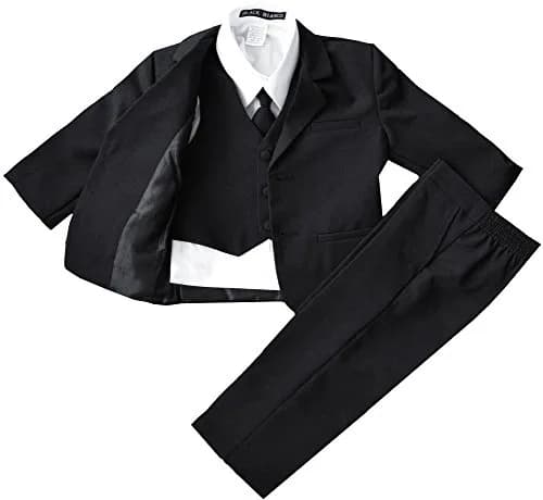 Black n Bianco Boys Suit with Tie for Toddlers and Infants (12-18 Months, Black) | Formal Toddler Suit thumbnail 6
