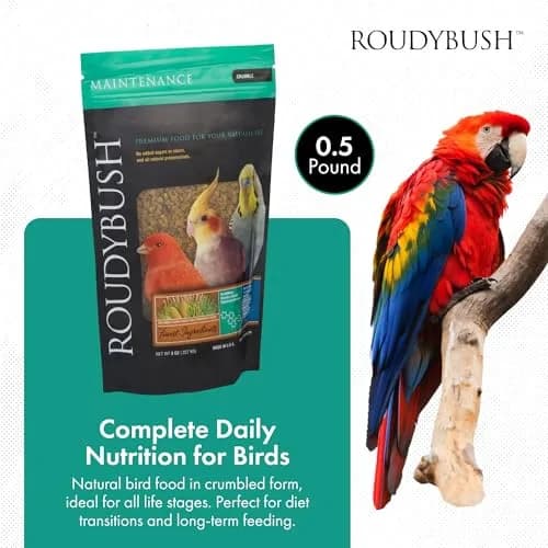 RoudyBush Daily Maintenance Bird Food Crumble Pellets 227 g (8 OZ) | Complete Daily Feed for Parakeets, Cockatiels, Conures, Lovebirds thumbnail 2