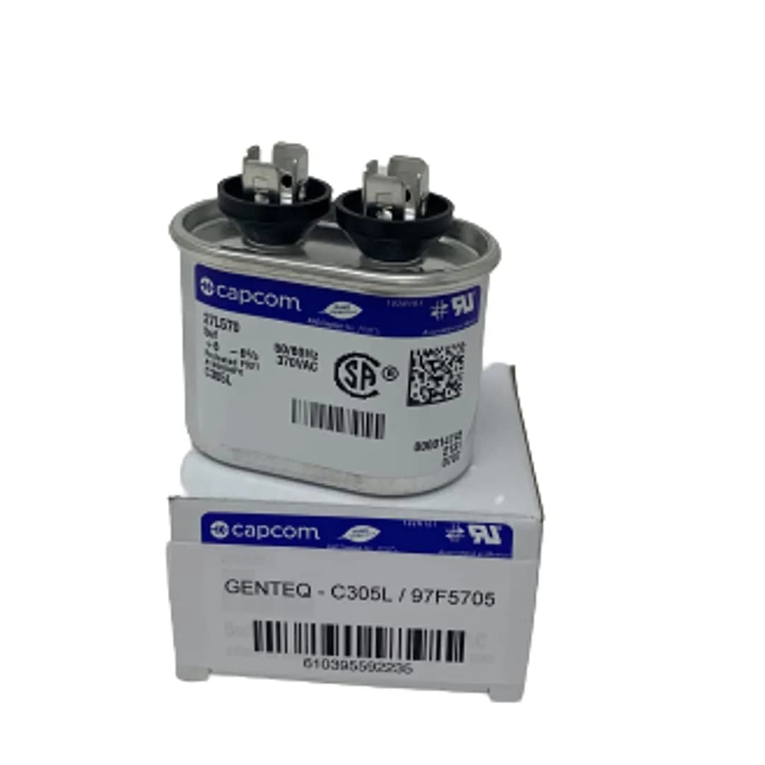 Genteq C305L Oval Run Capacitor 5 uf MFD 370 Volt | 2.27 kg (5 lb) Oval Run Capacitor - main product image