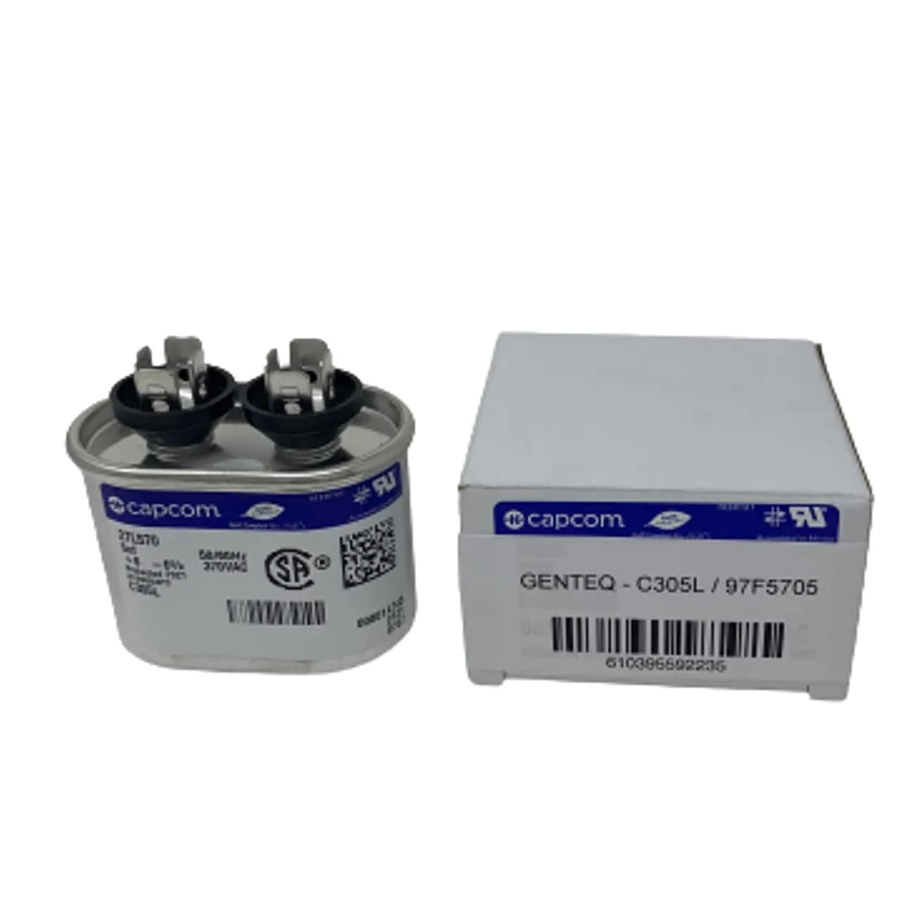 Genteq C305L Oval Run Capacitor 5 uf MFD 370 Volt | 2.27 kg (5 lb) Oval Run Capacitor - view 2