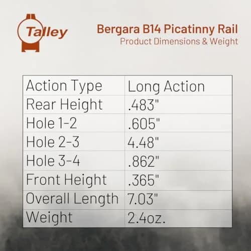 Talley PL0252700 Bergara B14 Long Action Height | Precision Picatinny Rail for Long-Range Shooting thumbnail 7