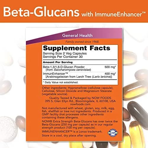 NOW Foods Beta-Glucans with ImmunEnhancer 500 mg (120 VegiCaps) | Supports Normal Immune Function thumbnail 2