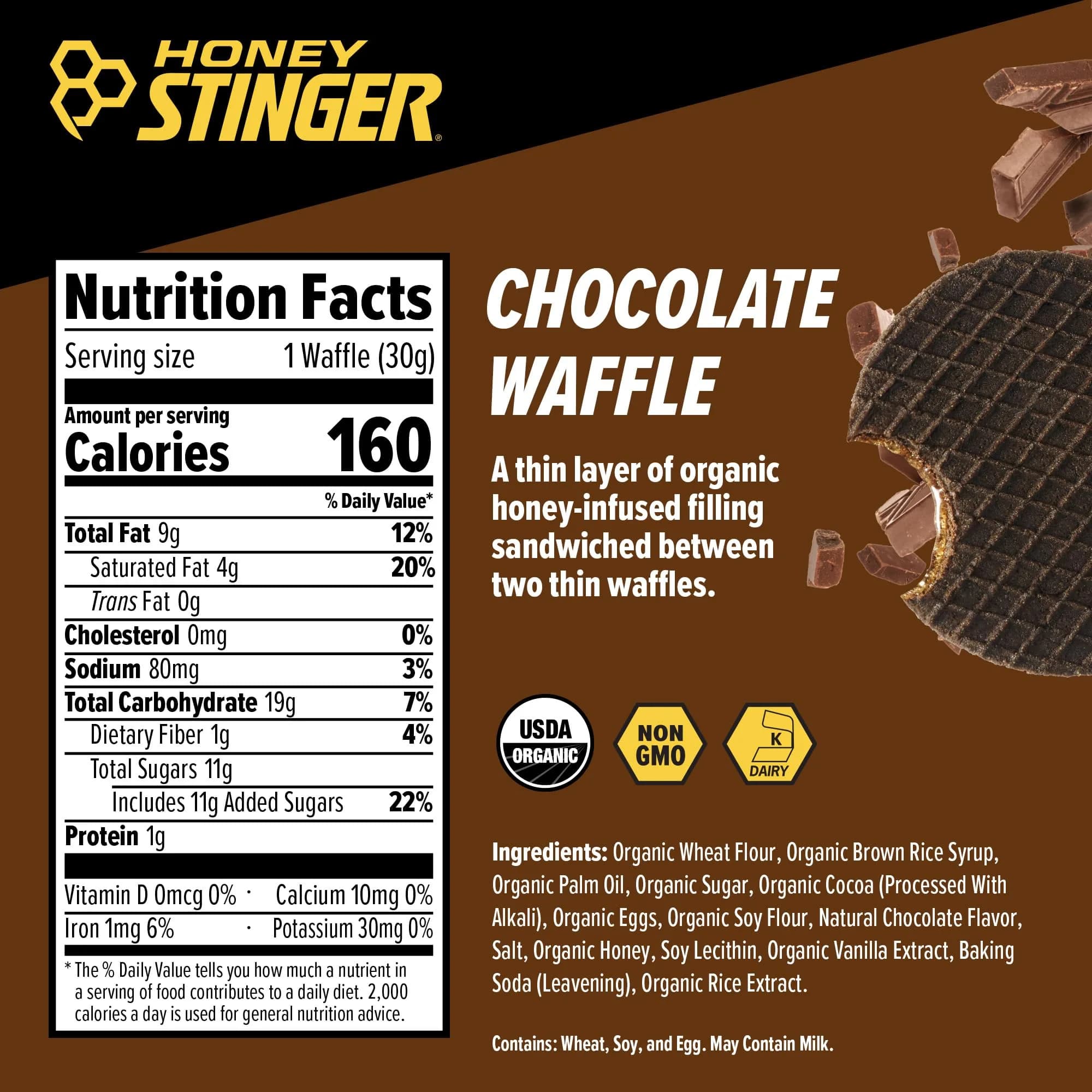 Honey Stinger Organic Chocolate Waffle Energy Stroopwafel 16 Count (454g/16oz) | USDA Organic Fuel for Exercise - view 3