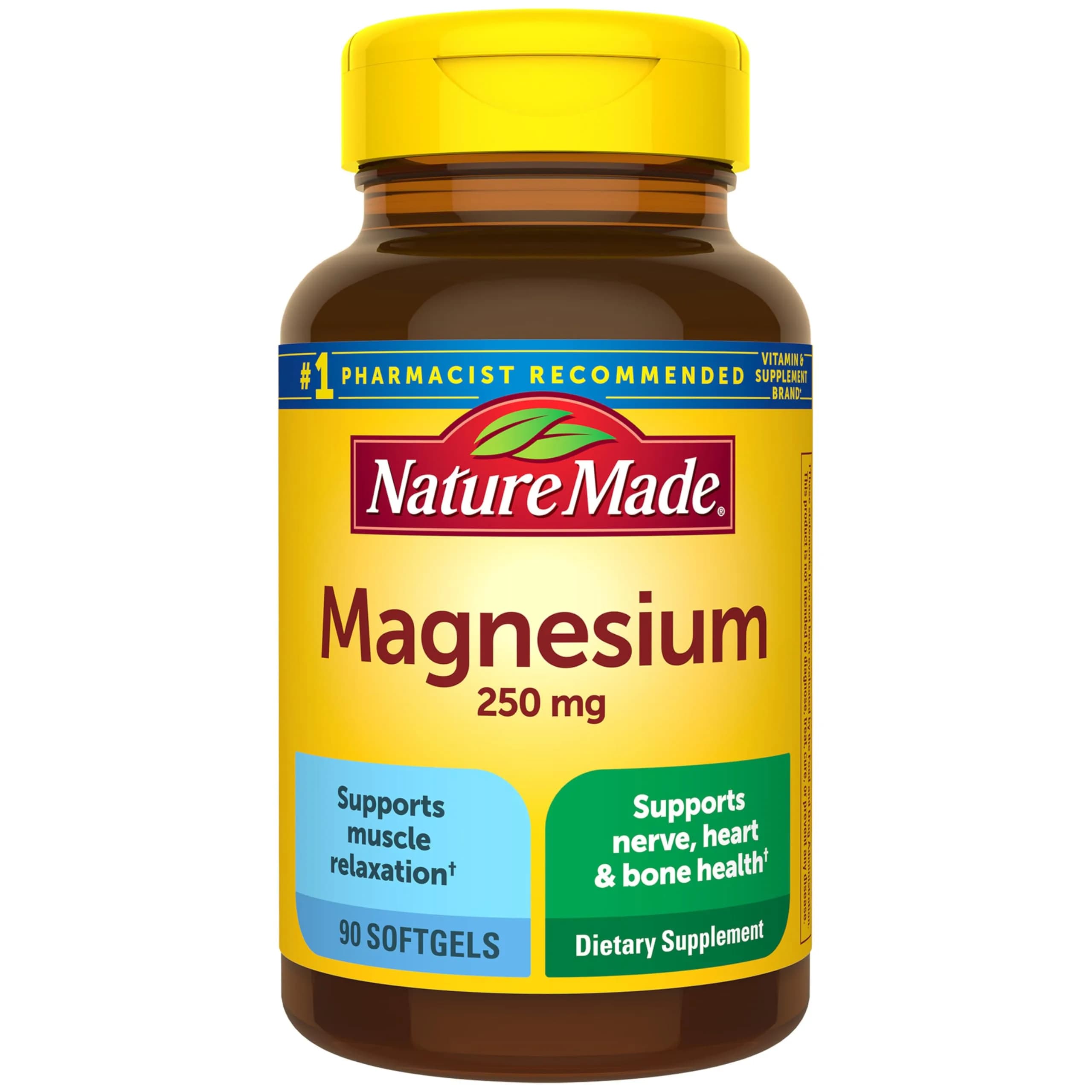 Nature Made Magnesium 250 mg Softgels, 90 Count (Pack of 1) | Supports Muscle Relaxation & Nerve Health - main product image