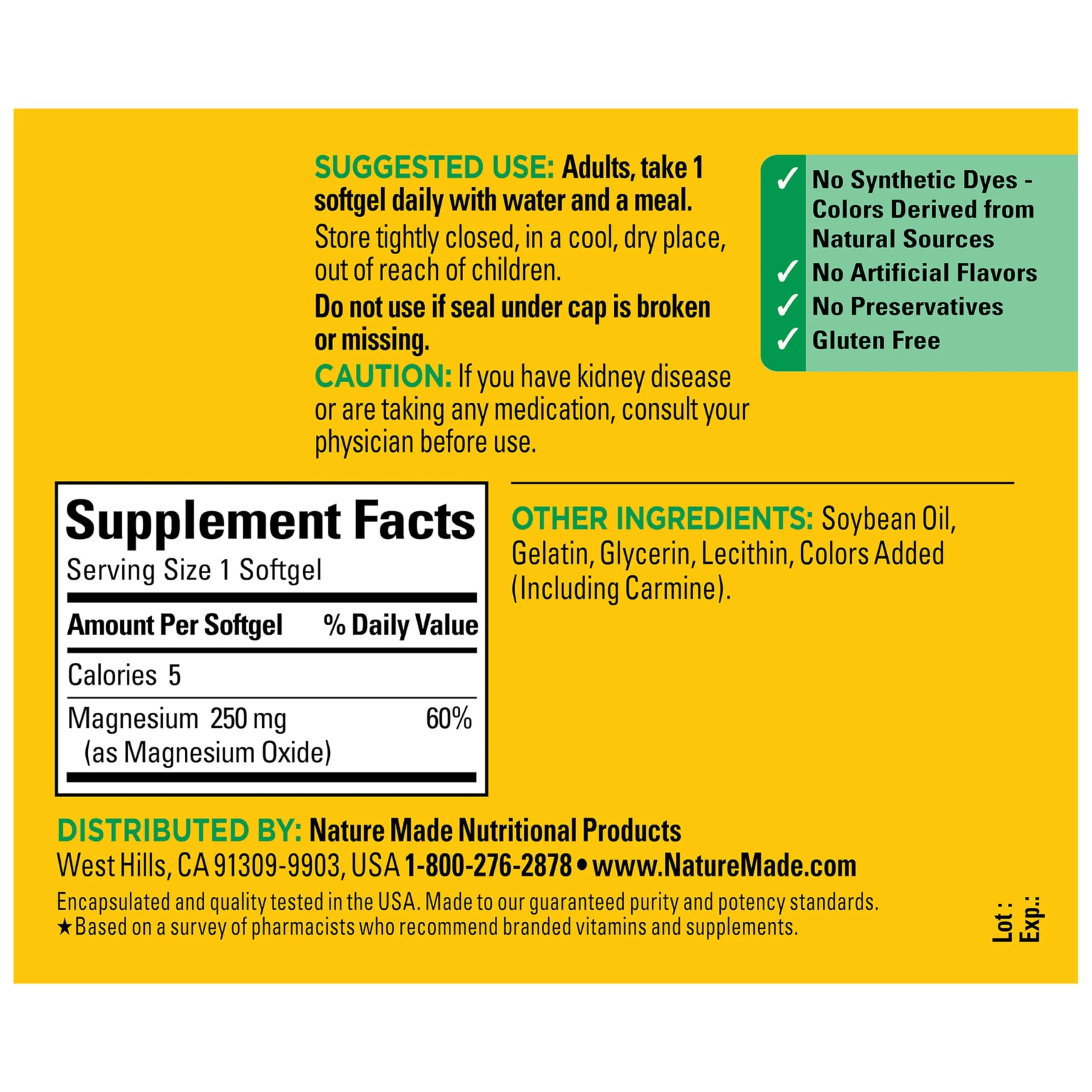Nature Made Magnesium 250 mg Softgels, 90 Count (Pack of 1) | Supports Muscle Relaxation & Nerve Health - view 7