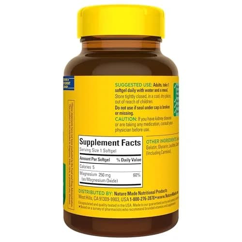 Nature Made Magnesium 250 mg Softgels, 90 Count (Pack of 1) | Supports Muscle Relaxation & Nerve Health thumbnail 8
