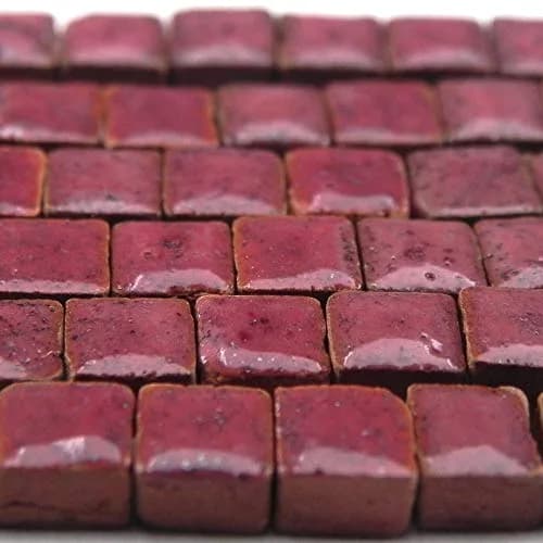 ALEA Mosaic Tiny Square Zellige Tiles 5mm (3/16 inch) Wine Red | Hand-Fired Ceramic Craft Tiles thumbnail 1