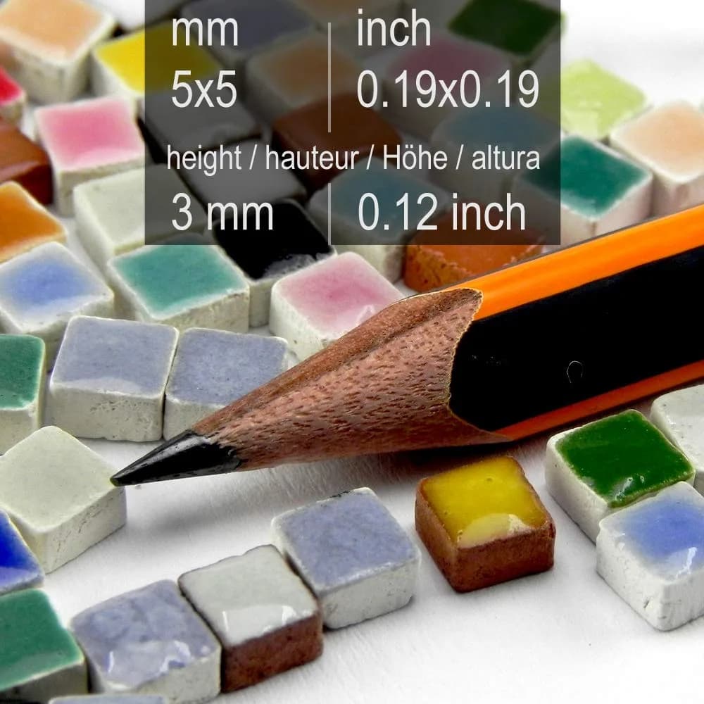 ALEA Mosaic Micro Mosaic Tiles 5x5mm (3/16 inch) 1000 pcs Purple Red | Glazed Ceramic Craft Tiles - view 2
