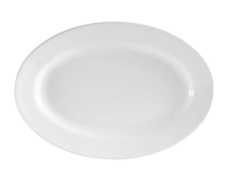 CAC China RCN-13 Clinton Rolled Edge 11-3/4-Inch Super White Porcelain Oval Platter | Durable, Microwave & Dishwasher Safe