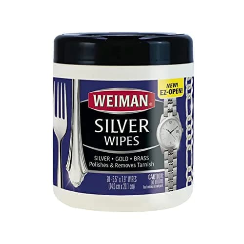 Weiman Jewelry Polish Cleaner Wipes 20 Count | Tarnish Remover for Silver Gold Brass Copper Aluminum thumbnail 1
