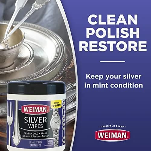 Weiman Jewelry Polish Cleaner Wipes 20 Count | Tarnish Remover for Silver Gold Brass Copper Aluminum thumbnail 2