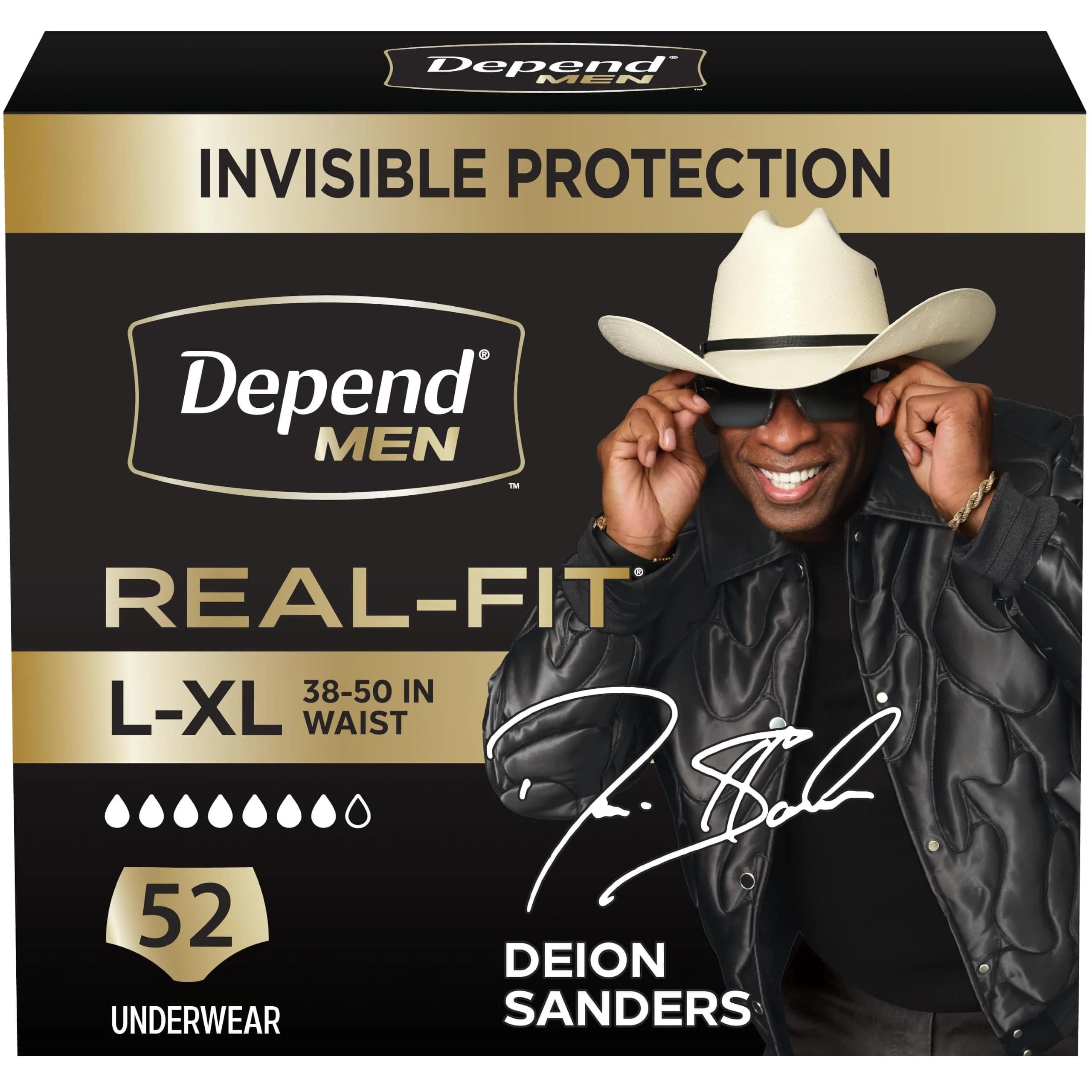 Depend Real Fit Incontinence Underwear for Men, Large/XL (52 Count) | Maximum Absorbency, Invisible Protection — Large/X-Large (Grey)