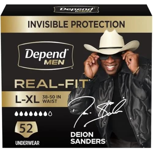 Depend Real Fit Incontinence Underwear for Men, Large/XL (52 Count) | Maximum Absorbency, Invisible Protection thumbnail 1