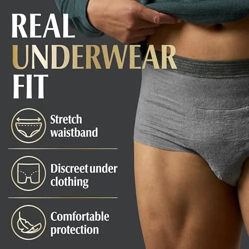 Depend Real Fit Incontinence Underwear for Men, Large/XL (52 Count) | Maximum Absorbency, Invisible Protection thumbnail 9