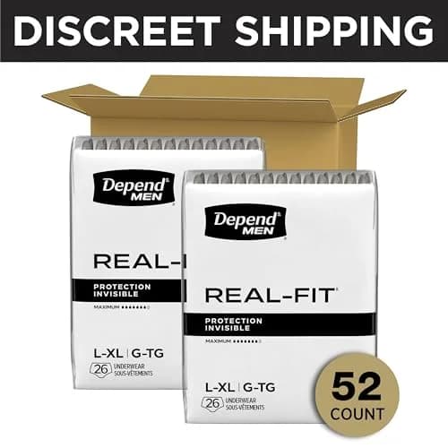 Depend Real Fit Incontinence Underwear for Men, Large/XL (52 Count) | Maximum Absorbency, Invisible Protection thumbnail 2