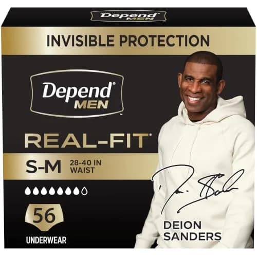 Depend Real Fit Incontinence Underwear for Men, S/M, 56 Count | Maximum Absorbency for Men's Bladder Protection thumbnail 1