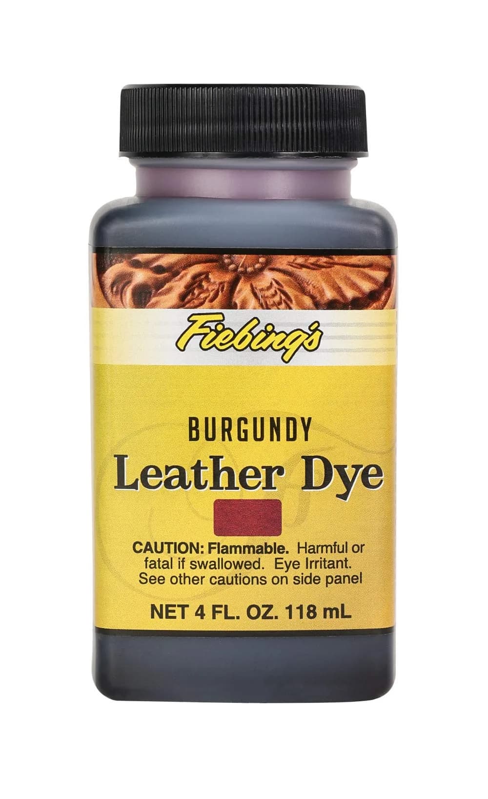 Fiebing's Burgundy Leather Dye 118ml (4 fl oz) - Alcohol-Based Penetrating Dye for Leather & Wood - main product image