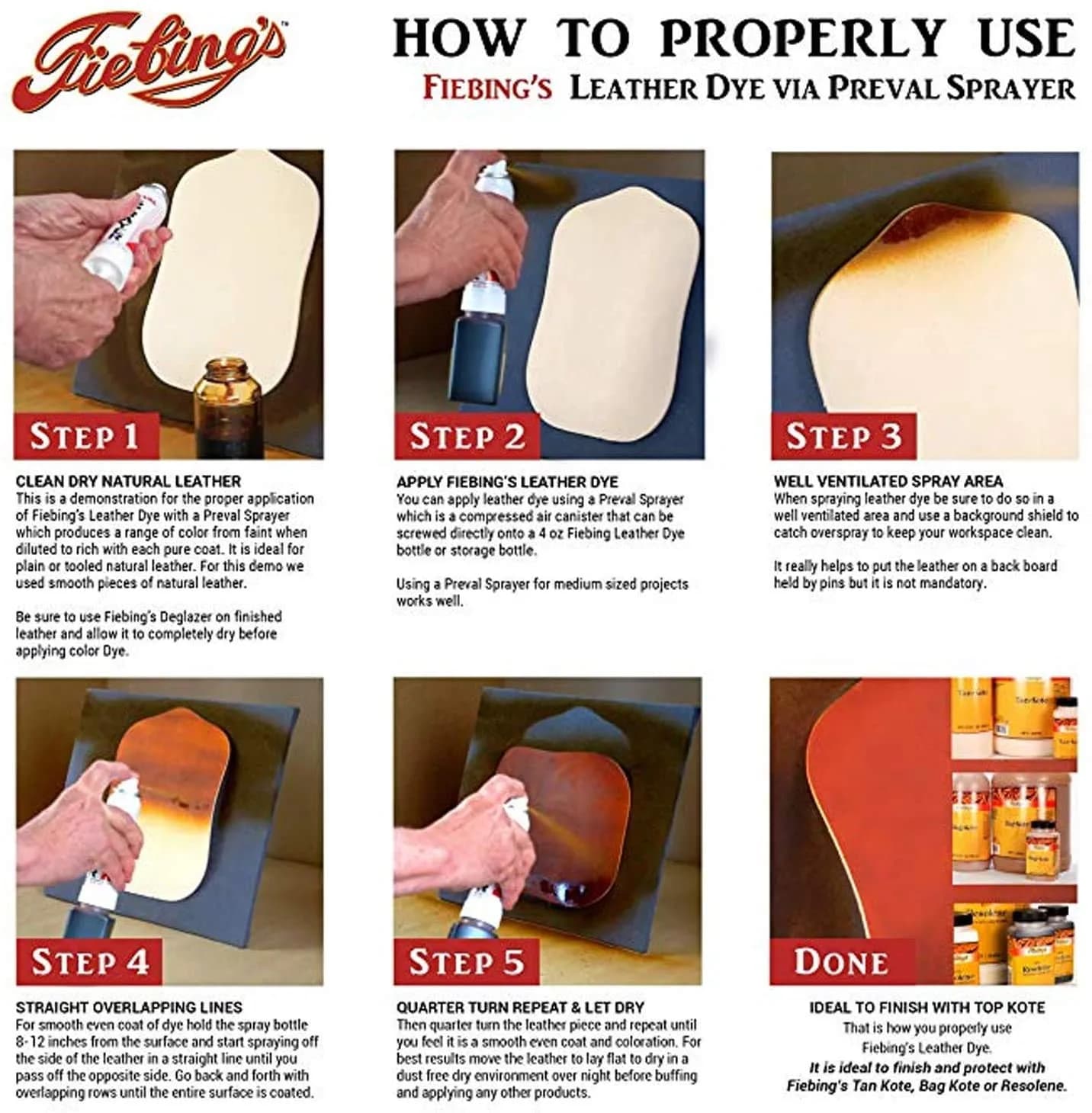 Fiebing's Leather Dye Light Brown 118ml (4 fl oz) | Alcohol-Based Penetrating & Permanent Leather Dye - view 5