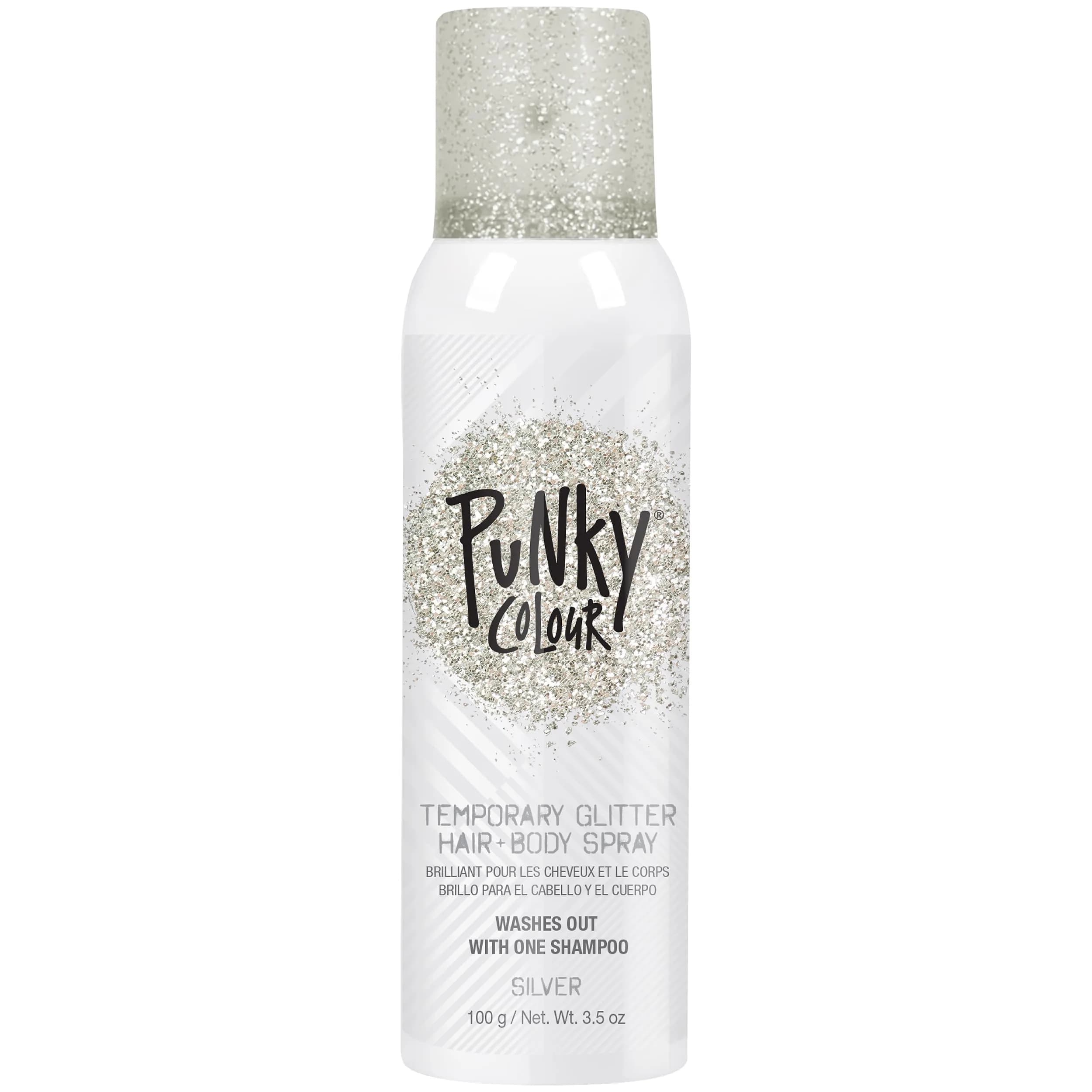 Jerome Russell Punky Silver Glitter Spray 3.5 oz | Sparkly Hair & Body Color for Kids & Adults