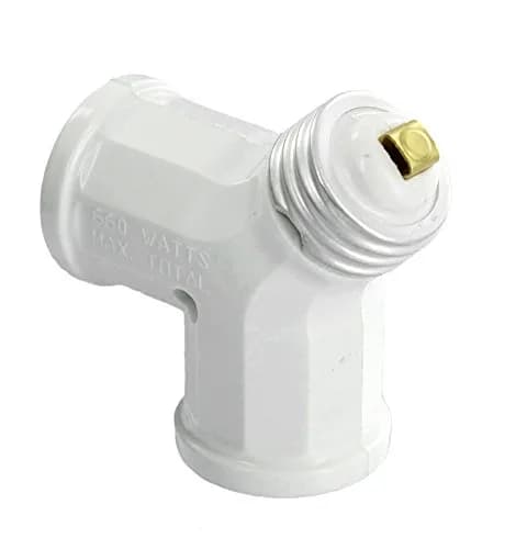 Leviton White Twin Light-Socket Adapter - 660W, 250V, Medium Base | Expands Single Socket to Two thumbnail 1