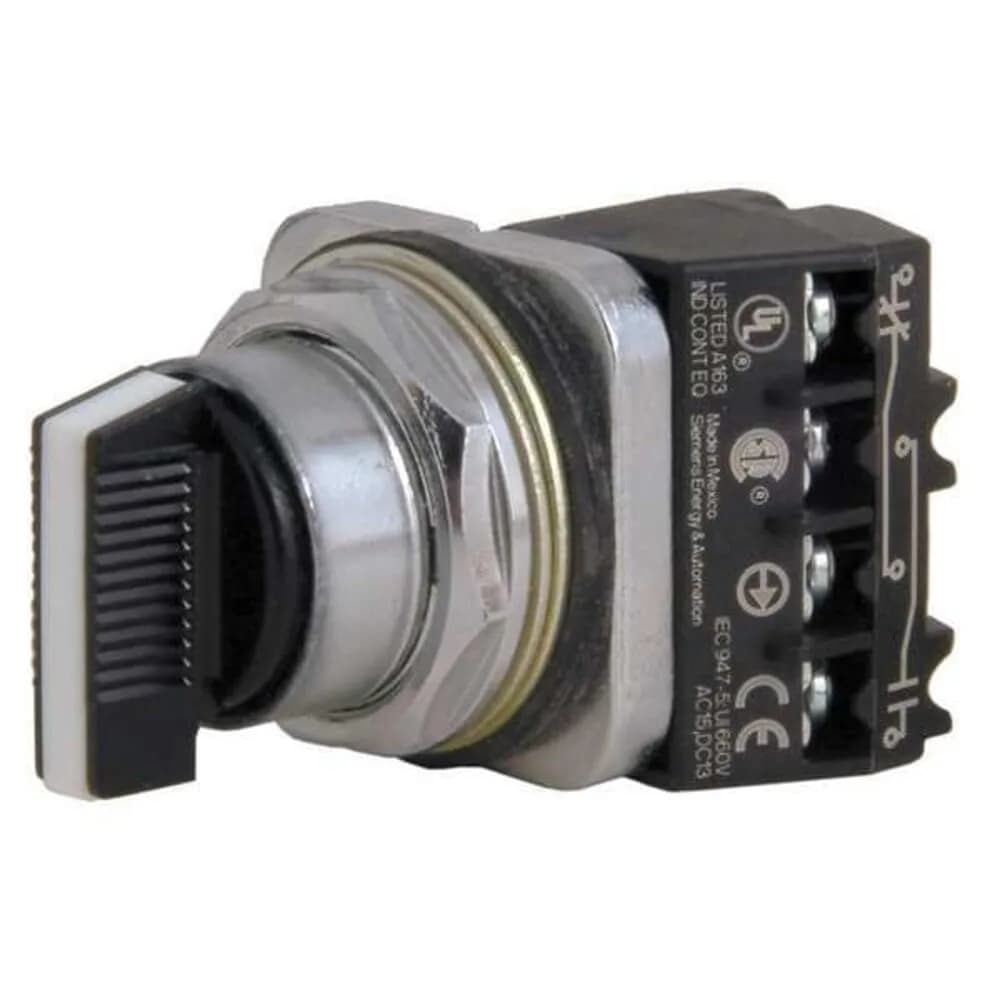SIEMENS Heavy Duty Selector Switch Unit, Water & Oil Tight, 3 Positions, Short Lever, Maintained Operation, Black