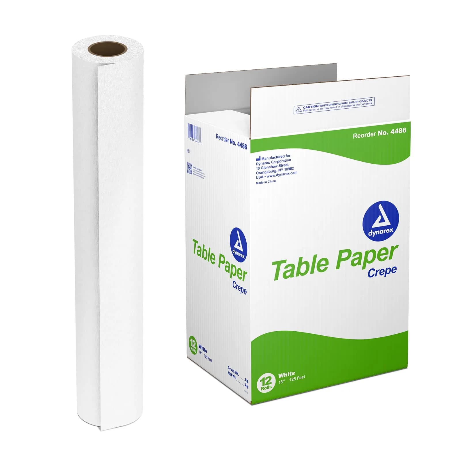 Dynarex Table Paper, Crepe, 18" x 125 ft., Pack of 12 | High-Quality Exam Table Cover for Medical & Massage Use