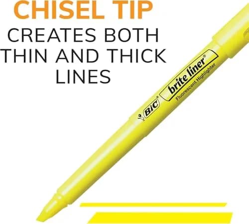 BIC Brite Liner Highlighters 12-Count Pack Assorted Colors | Long-Lasting, Safe for School thumbnail 2