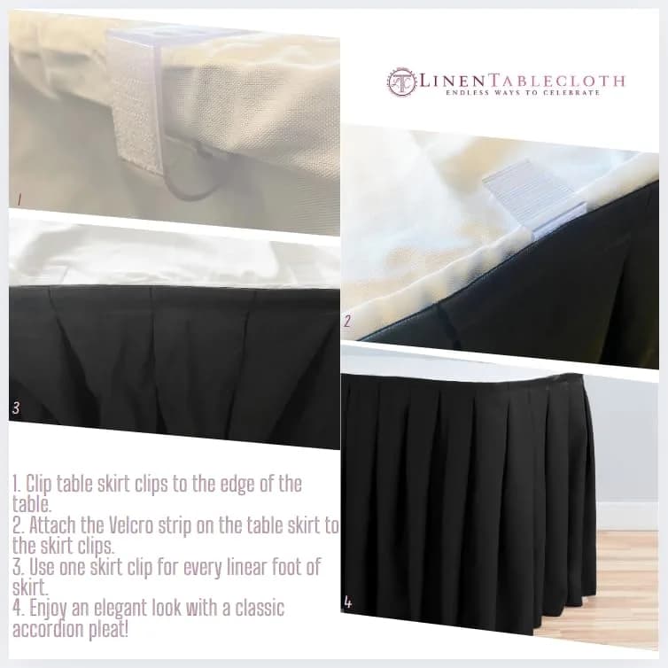 LTC LINENS Table Skirt White for 4 Feet Rectangular or 48 Inch Round Table | 14 ft Pleated Polyester Banquet Wedding thumbnail 5